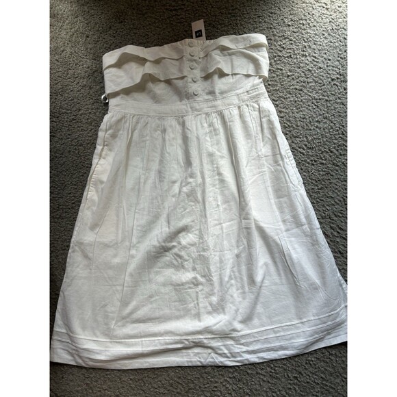 NWT GAP Strapless Mini White Sundress Size 4 Solid White - Picture 1 of 5